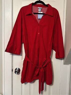Liz & Me Red Mini Dress with Black Polka Dots 3X